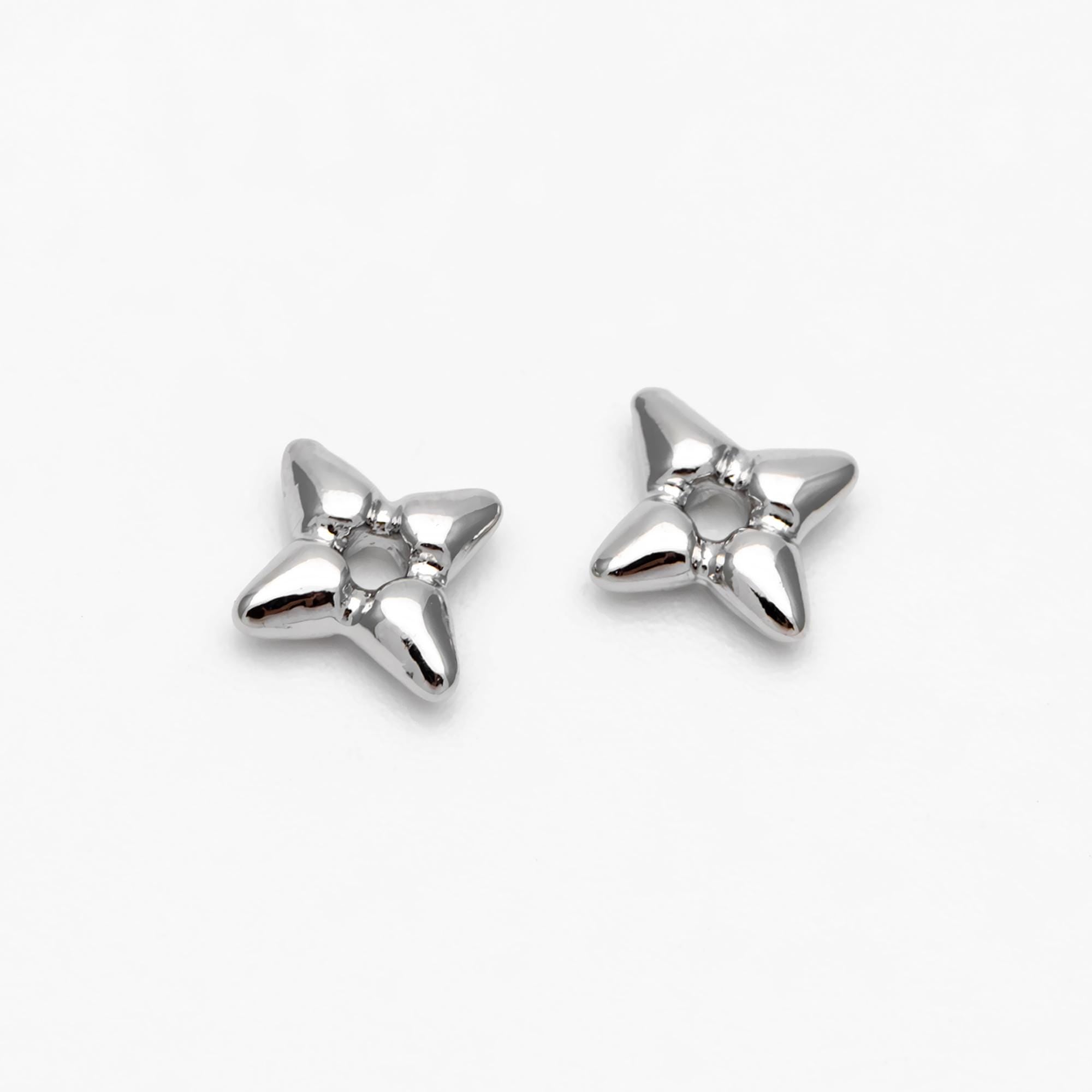 10pcs Gold/ Silver Star Spacer Beads, Gold/ Rhodium plated Brass, Cross Star Beads (GB-4121)